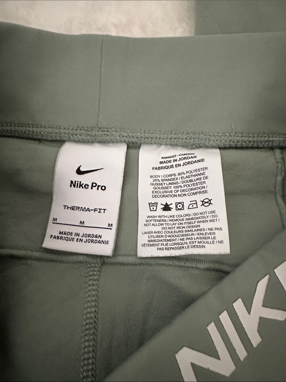 Nike Pro Therma Fit Sage Green with Side Mesh Panels - Picture 4 of 7